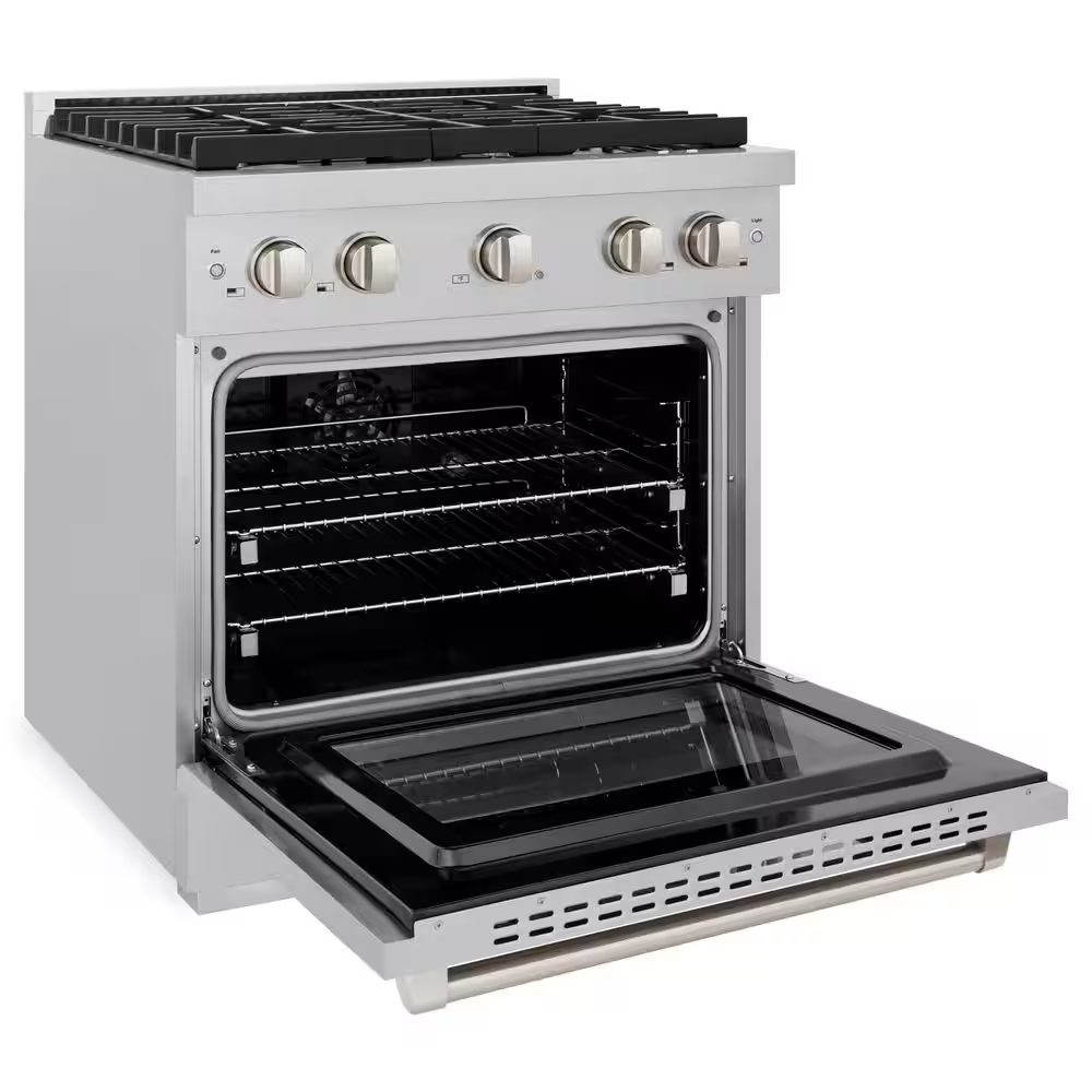 ZLINE KITCHEN & BATH Paramount 30-in Standard 4 burners Convection Oven Freestanding Dual Fuel Range (Satin Stainless Steel), SDRS30-A1 *JR2510, Retail: $3,299.99, FINAL PRICE: $1,999.99 + TAX