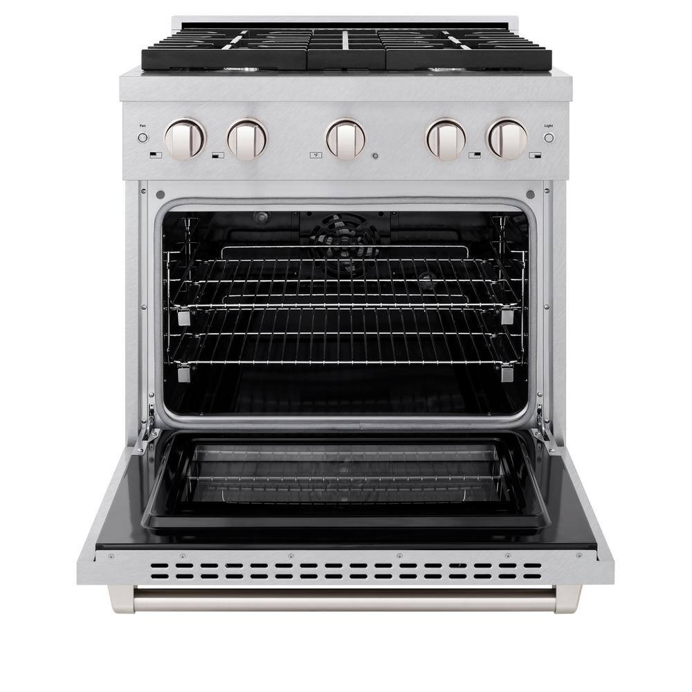 ZLINE KITCHEN & BATH Paramount 30-in Standard 4 burners Convection Oven Freestanding Dual Fuel Range (Satin Stainless Steel), SDRS30-A1 *JR2510, Retail: $3,299.99, FINAL PRICE: $1,999.99 + TAX
