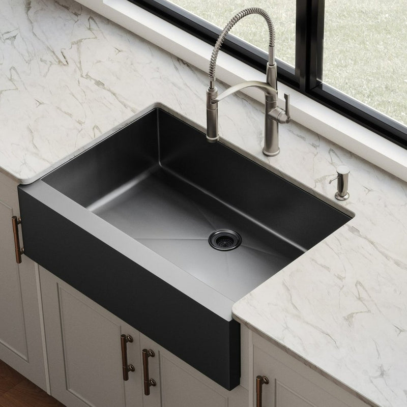 Pelham & White Nepera 33" Gun Metal Stainless Steel 16-Gauge Apron Kitchen Sink with Bottom Grid and Drain, PWS430, FINAL PRICE: $329.99 + Tax