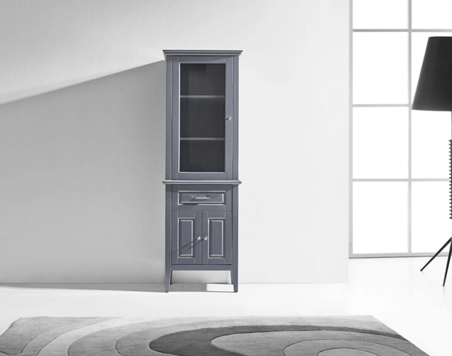 Virtu USA Walton 24-in Linen Side Cabinet in Cashmere Gray, MDC-5324-SIDECAB-CG