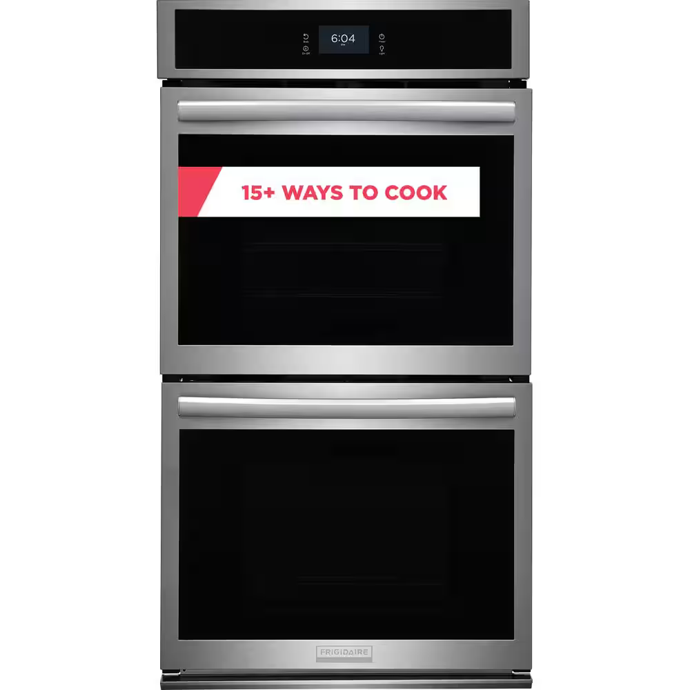 Frigidaire Gallery 27-in Double Electric Wall Oven with Air Fry Single-fan European Element and Self-cleaning (Fingerprint Resistant Stainless Steel), [FB156]
