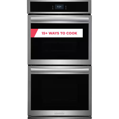Frigidaire Gallery 27-in Double Electric Wall Oven with Air Fry Single-fan European Element and Self-cleaning (Fingerprint Resistant Stainless Steel), [FB156]