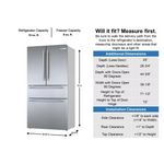 Bosch Counter-Depth 800 Series 21-cu ft 4-Door French Door Refrigerator with Ice Maker (Stainless Steel), B36CL80SNS/44 *JR2509, Retail: $3,999.00, FINAL PRICE: $1,899.99 + TAX