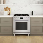 Bosch 800 Series Industrial Style 30-in 5 burners 3.9-cu Convection Oven Freestanding Dual Fuel Range (Stainless Steel), HDS8055U *JR2510, Retail: $4,399.00, FINAL PRICE: $2,799.99 + TAX