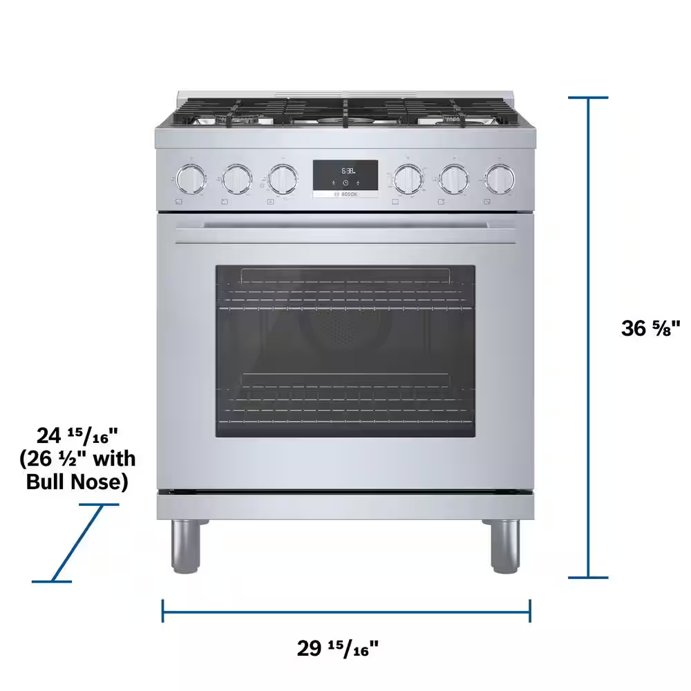 Bosch 800 Series Industrial Style 30-in 5 burners 3.7-cu ft Convection Oven Freestanding Natural Gas Range (Stainless Steel), HGS8055UC *HD2510, Retail: $3,999.00, FINAL PRICE: $2,799.99 + TAX