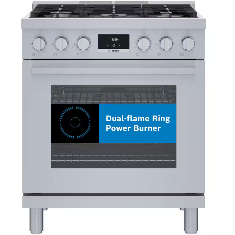 Bosch 800 Series Industrial Style 30-in 5 burners 3.7-cu ft Convection Oven Freestanding Natural Gas Range (Stainless Steel), HGS8055UC *HD2510, Retail: $3,999.00, FINAL PRICE: $2,799.99 + TAX