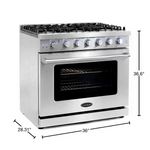 Cosmo Epgr366 36-in 6 burners 6.0-cu ft Convection Oven Freestanding Natural Gas Range (Stainless Steel), COS-EPGR366 *JR2510, Retail: $3,499.99, FINAL PRICE: $1,999.99 + TAX