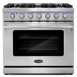 Cosmo Epgr366 36-in 6 burners 6.0-cu ft Convection Oven Freestanding Natural Gas Range (Stainless Steel), COS-EPGR366 *JR2510, Retail: $3,499.99, FINAL PRICE: $1,999.99 + TAX