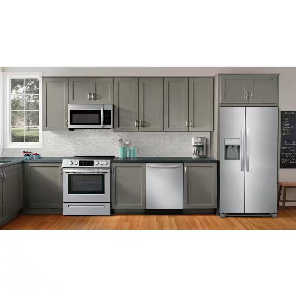 Frigidaire 25.6-cu ft Standard-Depth 36-in Side-by-Side Refrigerator with Ice Maker + Water and Ice Dispenser (Fingerprint Resistant Stainless Steel), FRSS26L3AF/D *JR2510, Retail: $1,399.00, FINAL PRICE: $749.99 + TAX