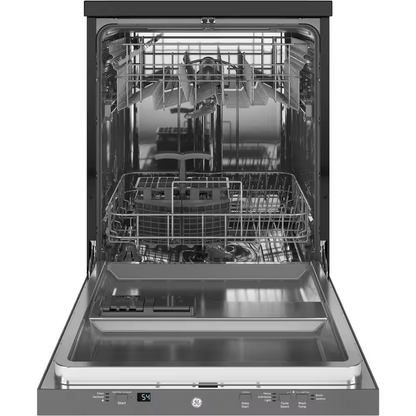 GE 24 in. Top Control Portable Stainless Steel Dishwasher with Stainless Steel Interior Sanitize 54-dBA, GPT225SSLSS, Portable on Wheels (check height)
