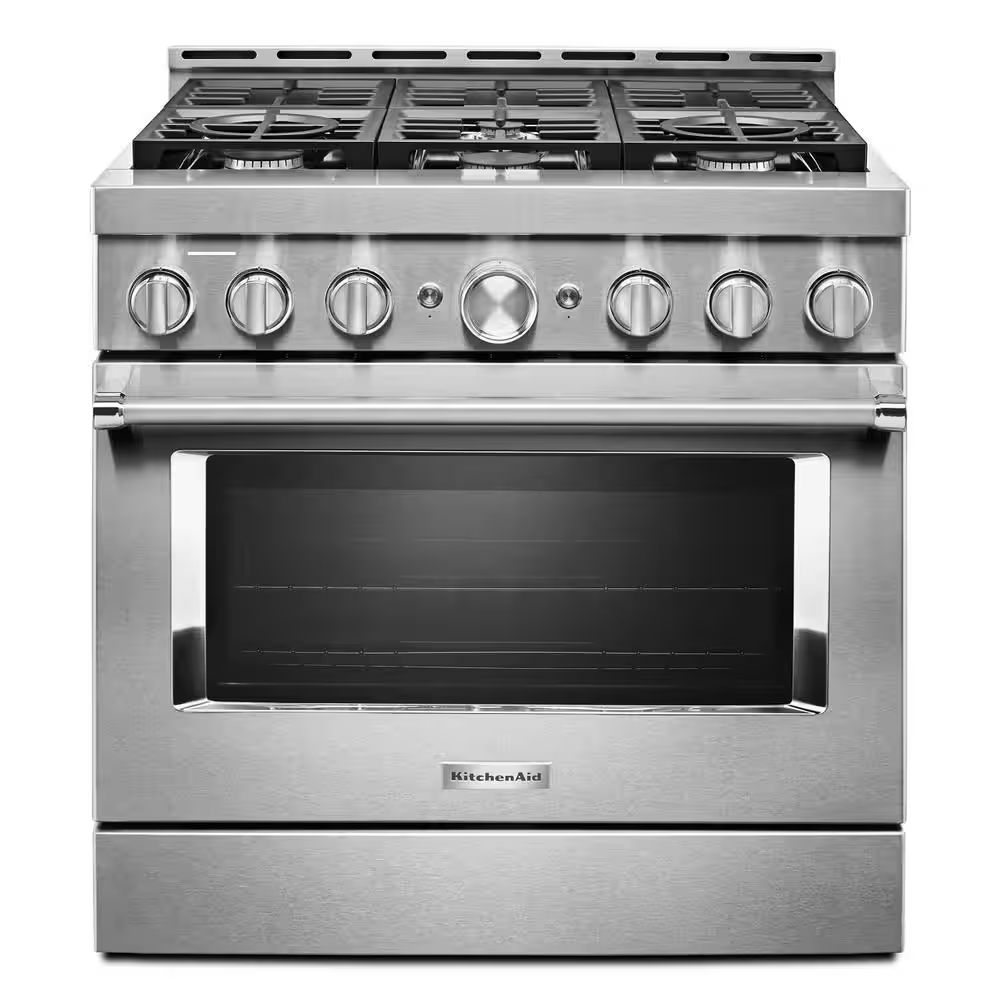 KitchenAid 36-in 6 burners 5.1-cu ft Convection Oven Freestanding Natural Gas Range (Stainless Steel), KFGC506JSS *JR2503, Retail: $6,849.00, FINAL PRICE: $4,799.99 + TAX