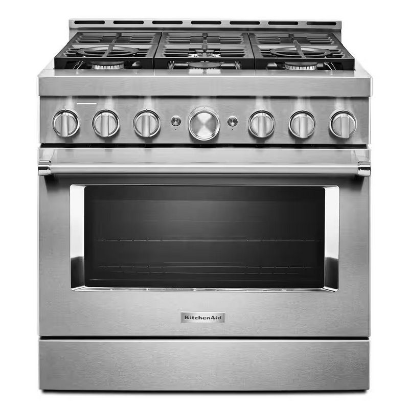 KitchenAid 36-in 6 burners 5.1-cu ft Convection Oven Freestanding Natural Gas Range (Stainless Steel), KFGC506JSS *JR2503, Retail: $6,849.00, FINAL PRICE: $4,799.99 + TAX