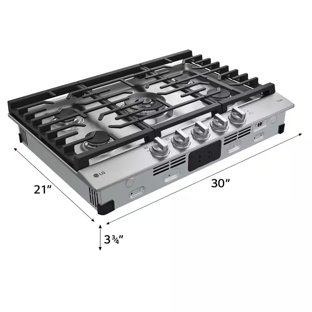 LG 30-in 5 burners Stainless Steel Gas Cooktop, CBGJ3027S/00, Retail: $1,649.00, FINAL PRICE: $799.99 + TAX