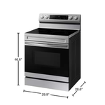 Samsung 30-in Glass Top 5 burners 6.3-cu ft Air Fry Convection Oven Freestanding Electric Range (Fingerprint Resistant Stainless Steel), NE63A6511SS, MSRP: $1,099.00, FINAL PRICE: $569.99 + TAX