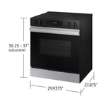 Samsung Bespoke 30-in Glass Top 5 burners 6.3-cu ft Air Fry Convection Oven Slide-In Electric Range (Stainless Steel), NSE6DG8300SR *BG, MSRP: $1,599.00, FINAL PRICE: $799.99 + TAX