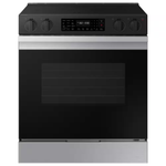 Samsung Bespoke 30-in Glass Top 5 burners 6.3-cu ft Air Fry Convection Oven Slide-In Electric Range (Stainless Steel), NSE6DG8300SR *BG, MSRP: $1,599.00, FINAL PRICE: $799.99 + TAX