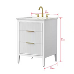 Tulip 24-in Single Sink Vanity with Engineered Carrara Top in White, Tulip13024WH [FB327], Retail: $859.00, FINAL PRICE: $599.99 + TAX