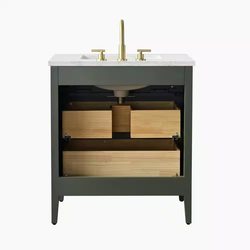 Tulip 30-in Single Sink Vanity with Engineered Carrara Top in Loden Green, Tulip13030GR, Retail: $1,031.00, FINAL PRICE: $679.99 + TAX