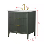Tulip 30-in Single Sink Vanity with Engineered Carrara Top in Loden Green, Tulip13030GR, Retail: $1,031.00, FINAL PRICE: $679.99 + TAX