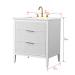 Tulip 30-in Single Sink Vanity with Engineered Carrara Top in White, Tulip13030WH [FB325], Retail: $1,031.00, FINAL PRICE: $679.99 + TAX