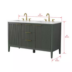 Tulip 60-in Double Sink Vanity with Engineered Carrara Top in Loden Green , Tulip13060GR [FB316], Retail: $1,590.00, FINAL PRICE: $1,299.99 + TAX