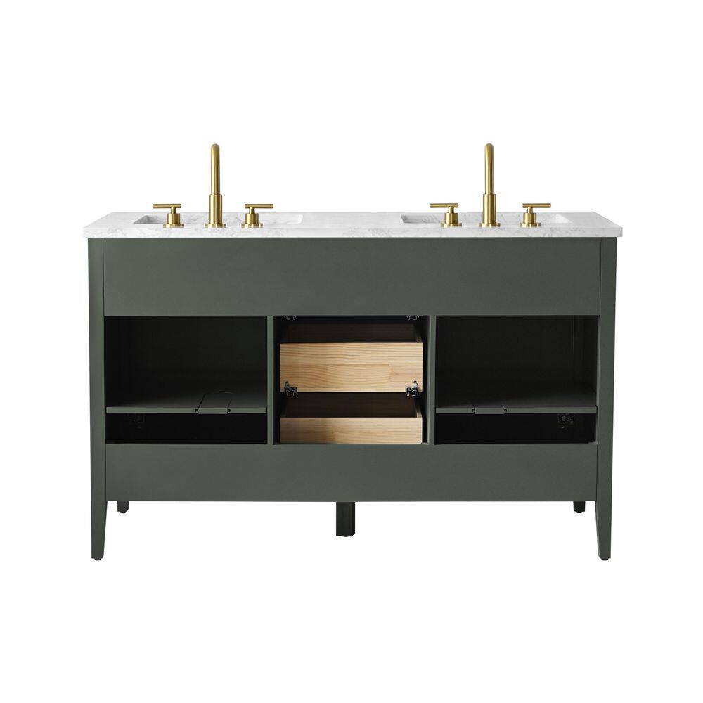 Tulip 60-in Double Sink Vanity with Engineered Carrara Top in Loden Green , Tulip13060GR [FB316], Retail: $1,590.00, FINAL PRICE: $1,299.99 + TAX