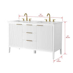 Tulip 60-in Double Sink Vanity with Engineered Carrara Top in White, Tulip13060WH [FB318], Retail: $1,590.00, FINAL PRICE: $1,299.99 + TAX