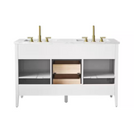 Tulip 60-in Double Sink Vanity with Engineered Carrara Top in White, Tulip13060WH [FB318], Retail: $1,590.00, FINAL PRICE: $1,299.99 + TAX