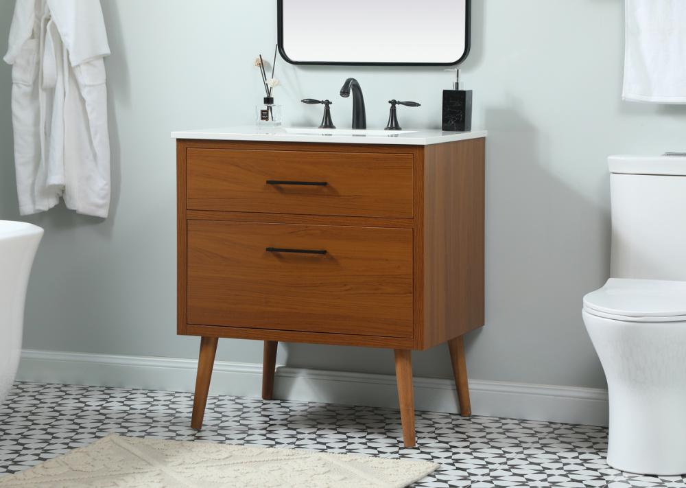 Ever Living Fawn 30-Inch Single Sink Vanity in Teak with a  Countertop, VF41030MTK, FINAL PRICE: $449.99 + TAX