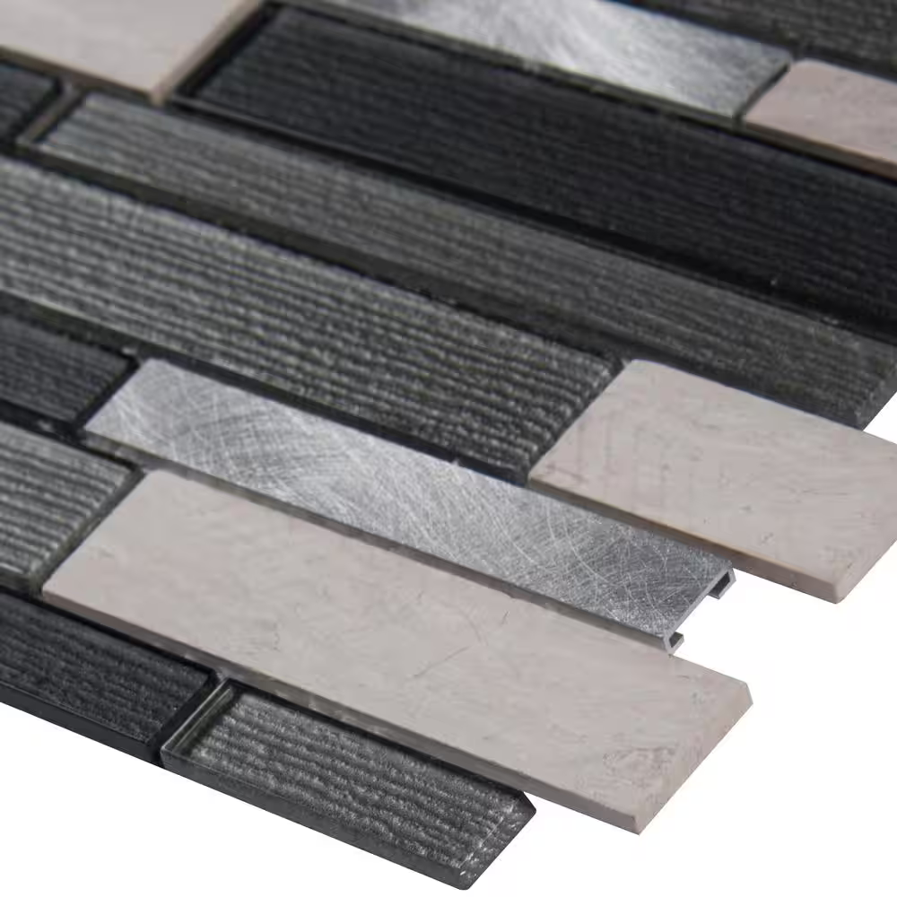 **PER PCS** Urban Loft Interlocking 12x12 Stone/Glass/Metal Mesh-Mounted Mosaic, SGLSMTIL-URLOF4, 6.35mm, 1pcs, 1.5 lbs, 1sf, Retail: $10.99/pc, FINAL PRICE: $4.99/pc + Tax