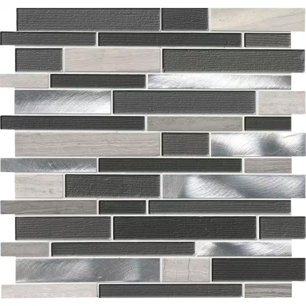**PER PCS** Urban Loft Interlocking 12x12 Stone/Glass/Metal Mesh-Mounted Mosaic, SGLSMTIL-URLOF4, 6.35mm, 1pcs, 1.5 lbs, 1sf, Retail: $10.99/pc, FINAL PRICE: $4.99/pc + Tax