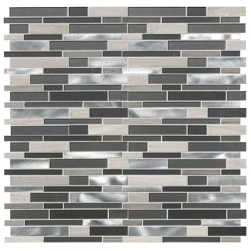 **PER PCS** Urban Loft Interlocking 12x12 Stone/Glass/Metal Mesh-Mounted Mosaic, SGLSMTIL-URLOF4, 6.35mm, 1pcs, 1.5 lbs, 1sf, Retail: $10.99/pc, FINAL PRICE: $4.99/pc + Tax
