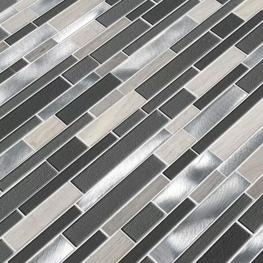 **PER PCS** Urban Loft Interlocking 12x12 Stone/Glass/Metal Mesh-Mounted Mosaic, SGLSMTIL-URLOF4, 6.35mm, 1pcs, 1.5 lbs, 1sf, Retail: $10.99/pc, FINAL PRICE: $4.99/pc + Tax
