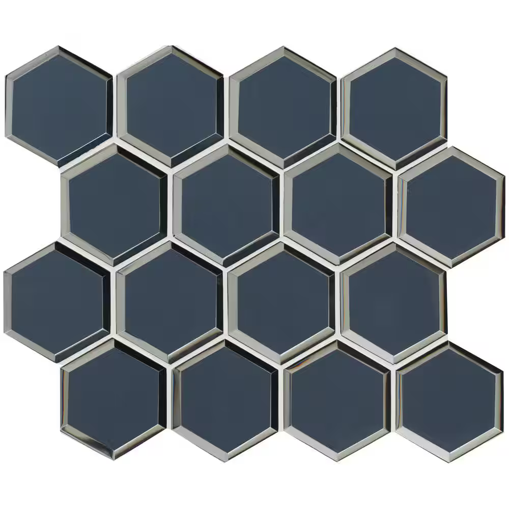 Vague Blue 3 in. Hexagon 11x12 Glass Mesh-Mounted Mosaic, SMOT-GLS-VAGBLUBEHEX8MM, 8.9sf, 10 pcs, 32 lbs, FINAL PRICE: $8.99/pc, $89.90/box + Tax