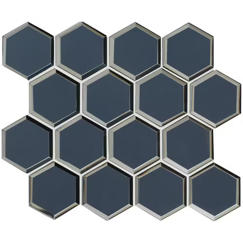 Vague Blue 3 in. Hexagon 11x12 Glass Mesh-Mounted Mosaic, SMOT-GLS-VAGBLUBEHEX8MM, 8.9sf, 10 pcs, 32 lbs, FINAL PRICE: $8.99/pc, $89.90/box + Tax