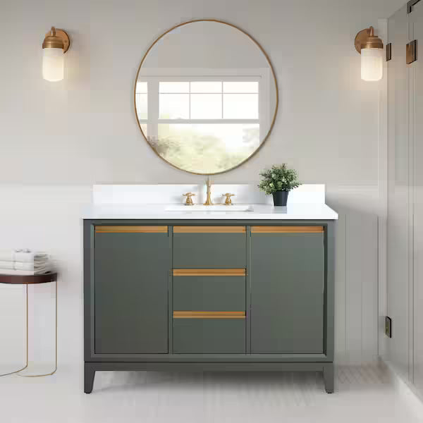Vera Accent 48-in Single Sink Bathroom Vanity in Vintage Green with Engineered Marble Top, VA8048-VG, CVH48-VG, Retail: $1,299.99, FINAL PRICE: $799.99