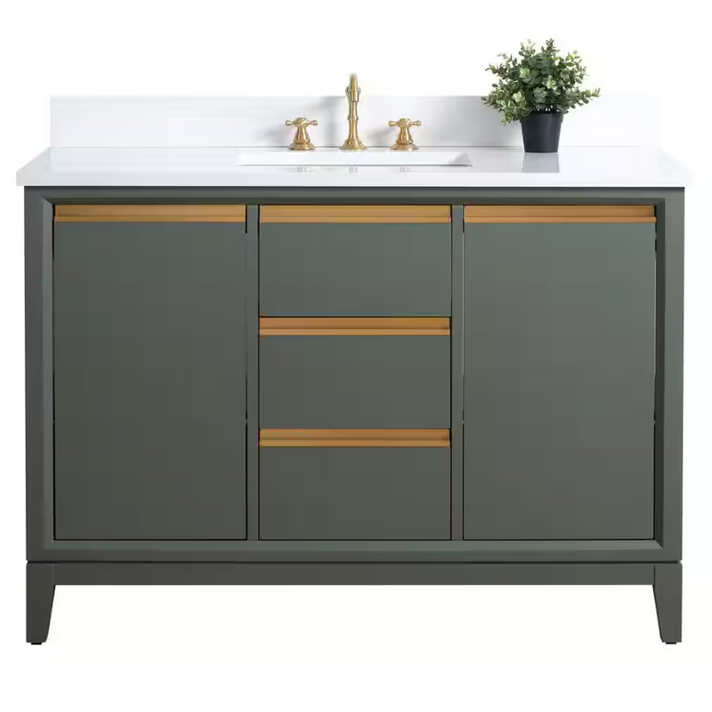 Vera Accent 48-in Single Sink Bathroom Vanity in Vintage Green with Engineered Marble Top, VA8048-VG, CVH48-VG, Retail: $1,299.99, FINAL PRICE: $799.99