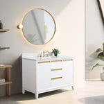 Vera Accent 48-in Single Sink Bathroom Vanity in White with Engineered Marble Top, VA8048-W, CVH48-W, Retail: $1,299.99, FINAL PRICE: $799.99
