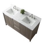 Vera Accent 60-in Double Sink Bathroom Vanity in Driftwood Grey with Engineered Marble Top, VA8060-DDG, CVH60D-DG, Retail: $1,388.00, FINAL PRICE: $999.99+ Tax