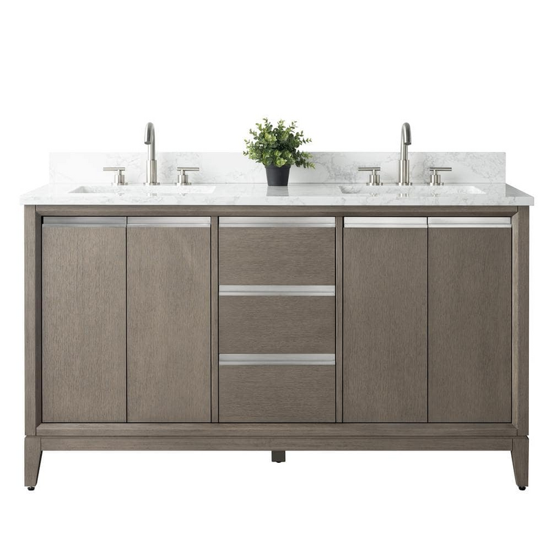 Vera Accent 60-in Double Sink Bathroom Vanity in Driftwood Grey with Engineered Marble Top, VA8060-DDG, CVH60D-DG, Retail: $1,388.00, FINAL PRICE: $999.99+ Tax