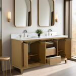 Vera Accent 60-in Double Sink Bathroom Vanity in Natural Oak with Engineered Marble Top, VA8060-DNO, CVH60D-NO, Retail: $1,402.00, FINAL PRICE: $999.99+ Tax