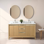 Vera Accent 60-in Double Sink Bathroom Vanity in Natural Oak with Engineered Marble Top, VA8060-DNO, CVH60D-NO, Retail: $1,402.00, FINAL PRICE: $999.99+ Tax