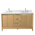Vera Accent 60-in Double Sink Bathroom Vanity in Natural Oak with Engineered Marble Top, VA8060-DNO, CVH60D-NO, Retail: $1,402.00, FINAL PRICE: $999.99+ Tax