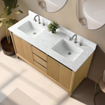 Vera Accent 60-in Double Sink Bathroom Vanity in Natural Oak with Engineered Marble Top, VA8060-DNO, CVH60D-NO, Retail: $1,402.00, FINAL PRICE: $999.99+ Tax