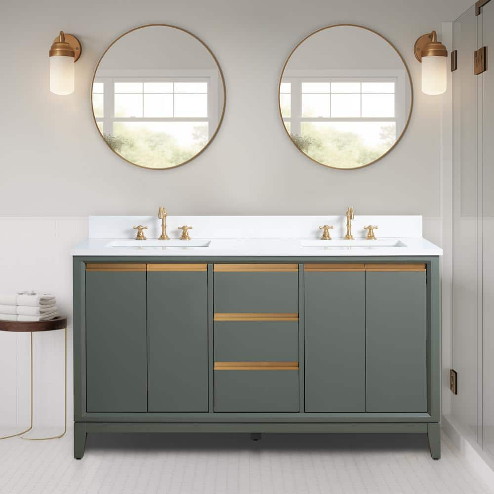 Vera Accent 60-in Double Sink Bathroom Vanity in Vintage Green with Engineered Marble Top, VA8060-DVG, CVH60D-VG, Retail: $1,354.00, FINAL PRICE: $999.99 + Tax