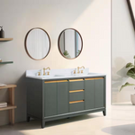 Vera Accent 60-in Double Sink Bathroom Vanity in Vintage Green with Engineered Marble Top, VA8060-DVG, CVH60D-VG, Retail: $1,354.00, FINAL PRICE: $999.99 + Tax