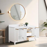 Vera Accent 60-in Double Sink Bathroom Vanity in White with Engineered Marble Top, VA8060-DW, CVH60D-W, Retail: $1,438.00, FINAL PRICE: $999.99+ Tax