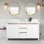 Vera Accent 60-in Double Sink Bathroom Vanity in White with Engineered Marble Top, VA8060-DW, CVH60D-W, Retail: $1,438.00, FINAL PRICE: $999.99+ Tax