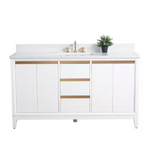 Vera Accent 60-in Double Sink Bathroom Vanity in White with Engineered Marble Top, VA8060-DW, CVH60D-W, Retail: $1,438.00, FINAL PRICE: $999.99+ Tax