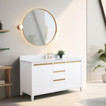Vera Accent 60-in Double Sink Bathroom Vanity in White with Engineered Marble Top, VA8060-DW, CVH60D-W, Retail: $1,438.00, FINAL PRICE: $999.99+ Tax